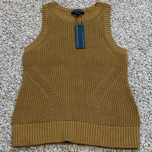 Banana Republic Organic Cotton Sweater Mustard Knit Sleeveless Top